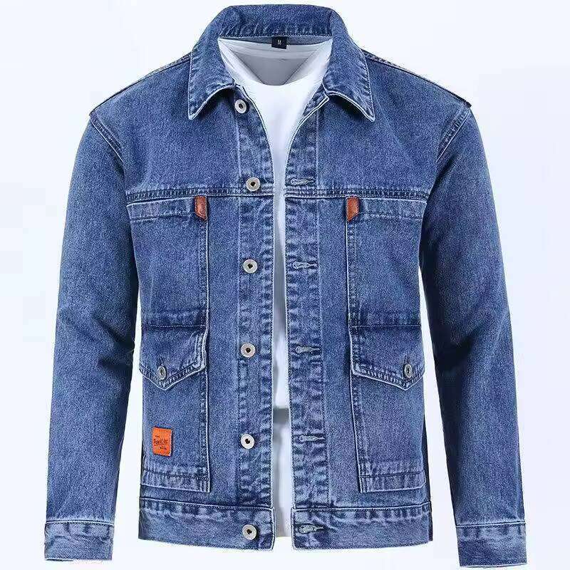 Men's Workwear Denim Jacket Spring Autumn Winter Large Size Trendy Brand Versatile Youthful Style Long Sleeve Button Decor W260626