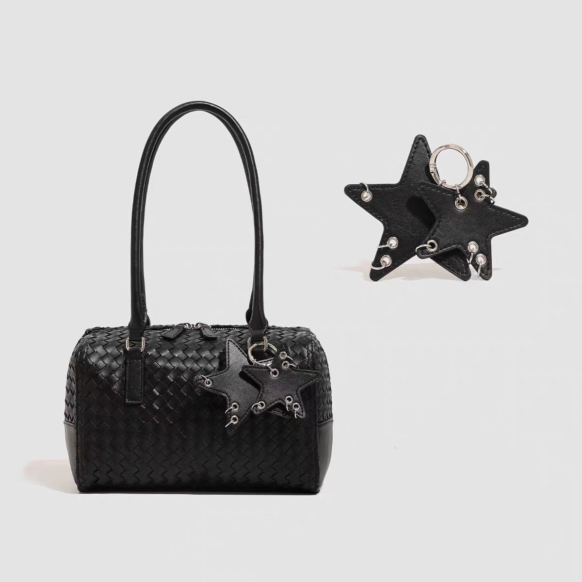 Hand-Woven Star Tote Bag, Casual Laid-Back Style, Large-Capacity Shoulder And Underarm Bag For Commuting Underarm Bag Vintage Fashion