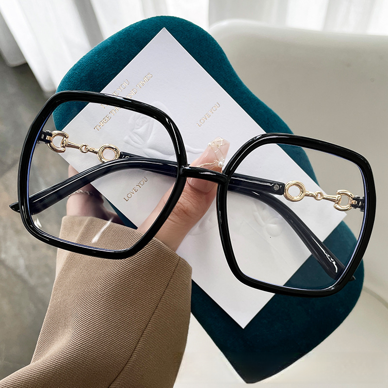2026 Designer's New Polygonal Large Frame High-end Women's Anti Blue Light Glasses Luxurious High-end Women's Sunglasses Personalized