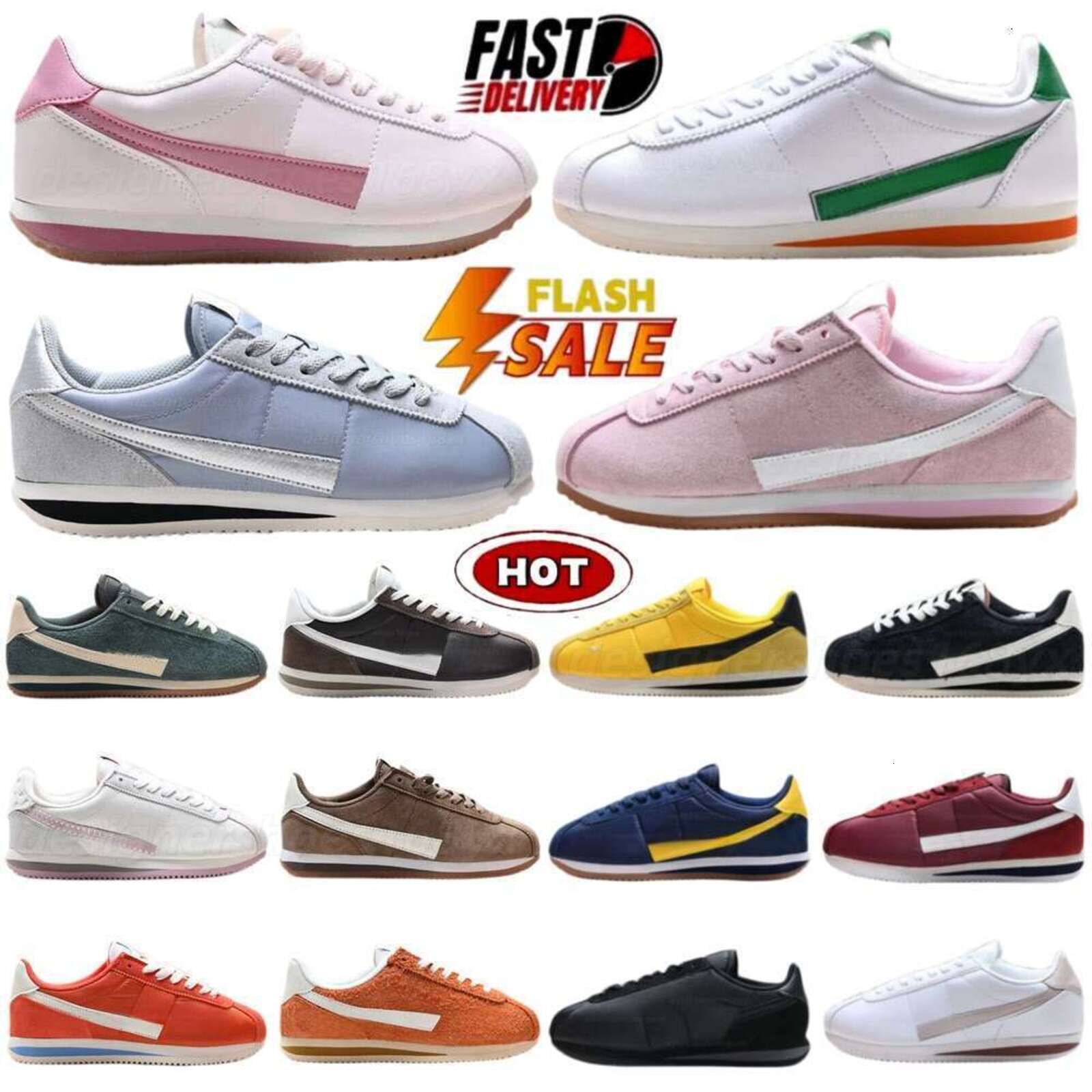 New Designer Mike Casual Shoes Mens Women Cortezs NYLON RM Basic White Black Blue Lightweight Chaussures Varsity Red Leather Outdoor sneakers huarac