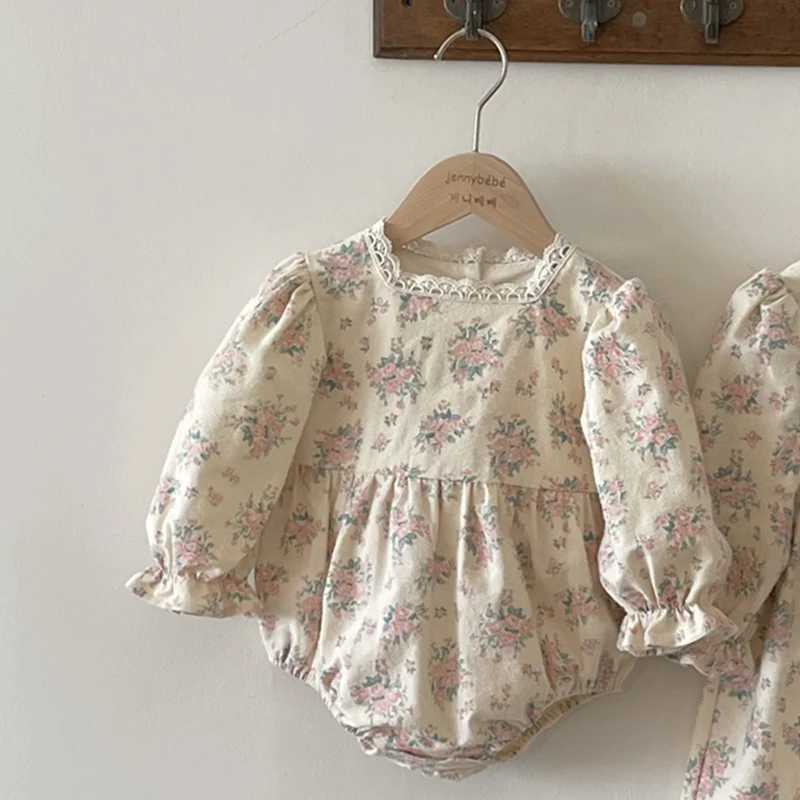 0-2Y Kids Clothes New Fashion Baby Rompe Flowers Newborn Bodysuit Lace Collar Princess Romper Long Sleeves Infant Girl Jumpsuit Y260625GAI2
