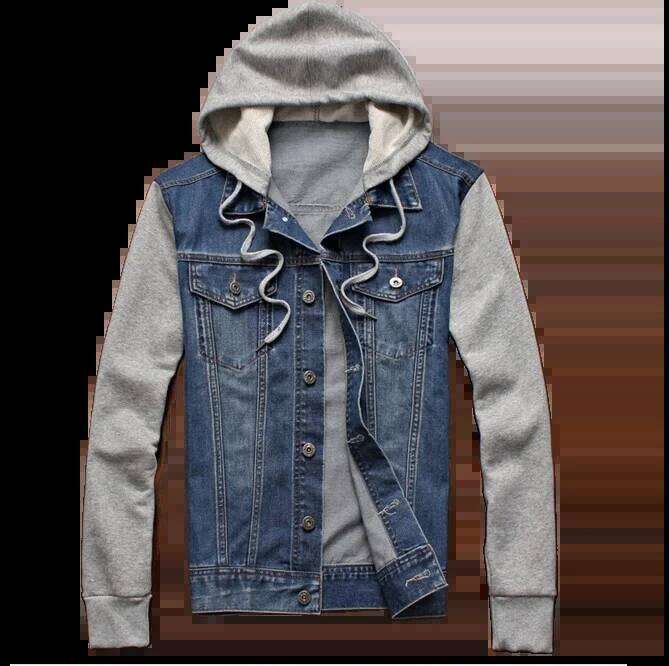 2024-2025 Korean Version Denim Slim Fit Top Trendy Versatile Men's Casual Hooded Jacket W260626