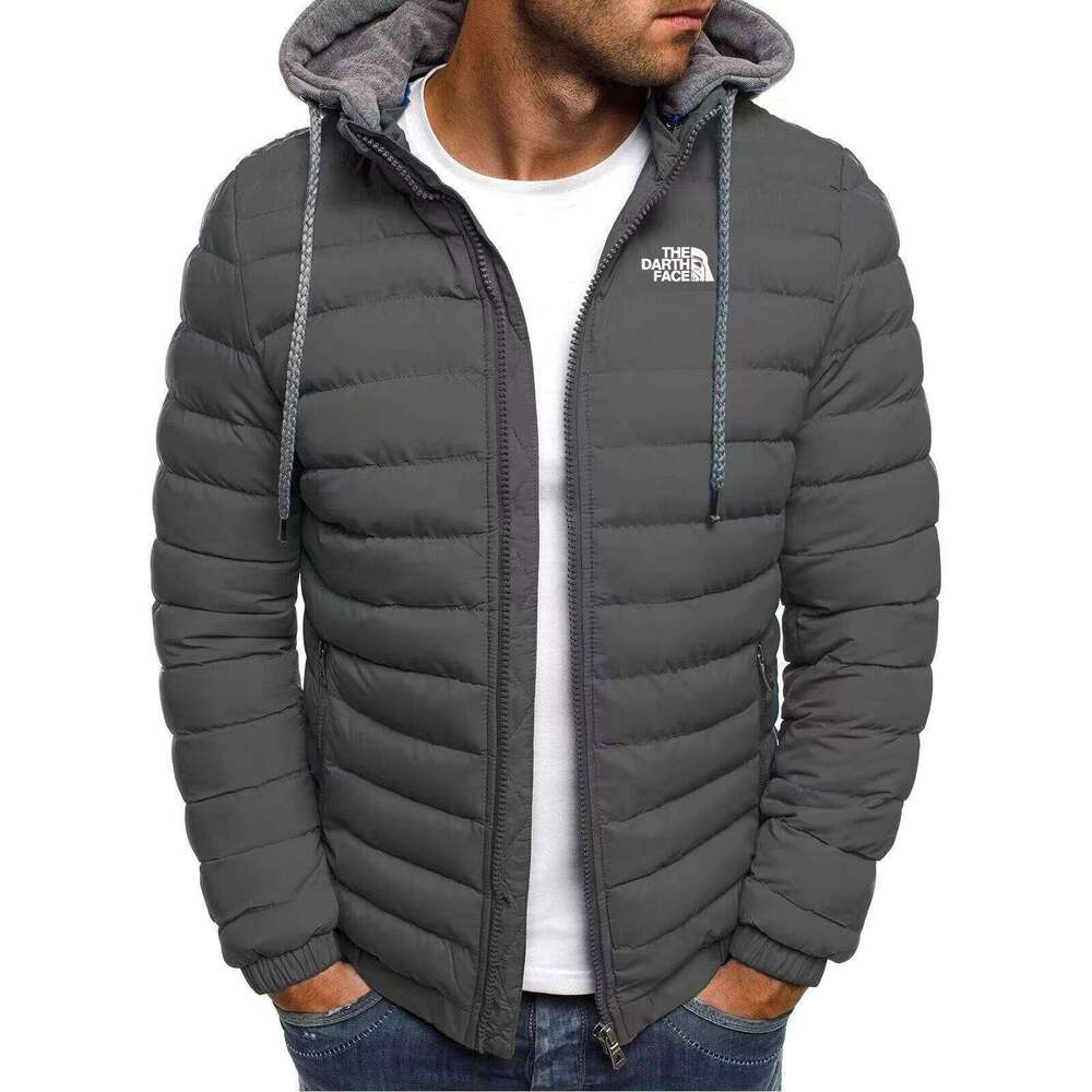 2024 casual outdoor winter men's warm zipper street business travel slim fit fashionable hooded jacket J260626