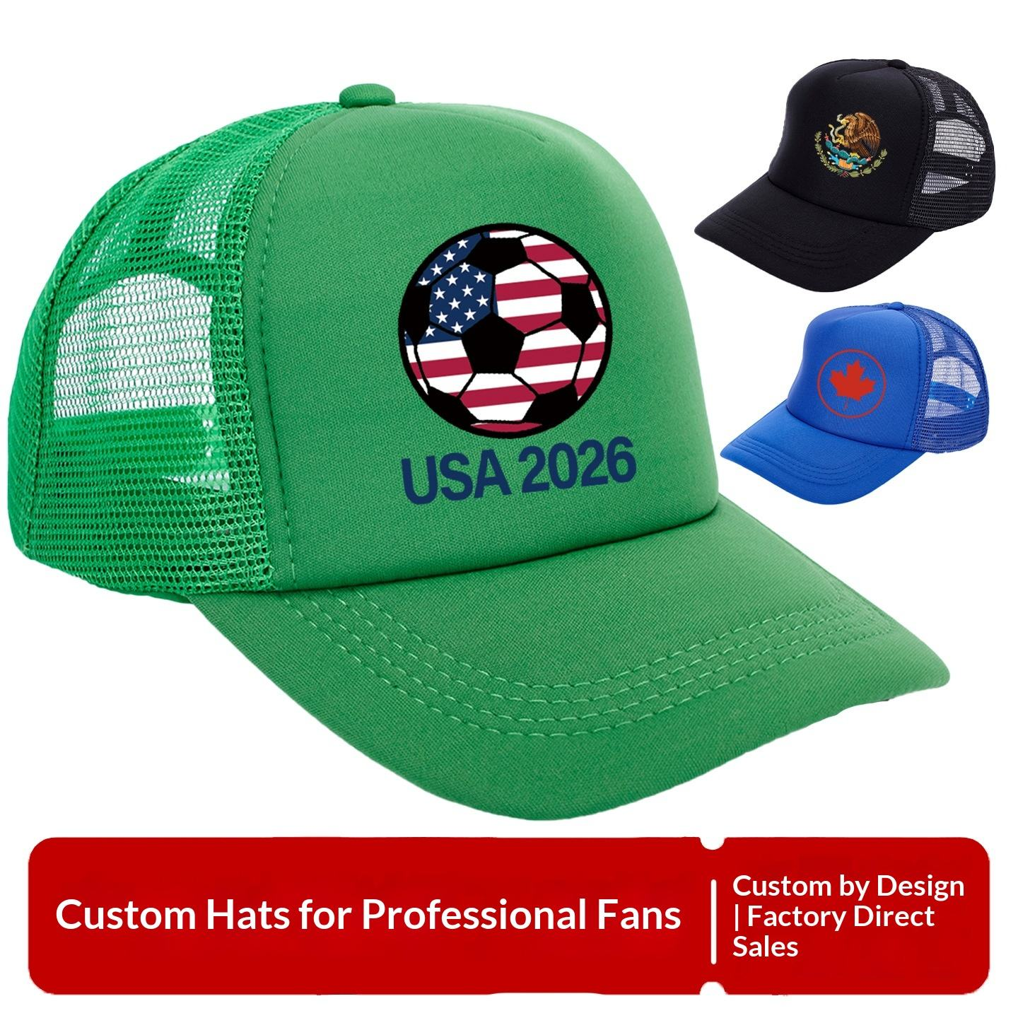 High-quality PVC Velvet Leaves 6-piece Baseball Caps Fans Customized Logo USA Canada Mexico Unisex Summer Wholesale Hats.