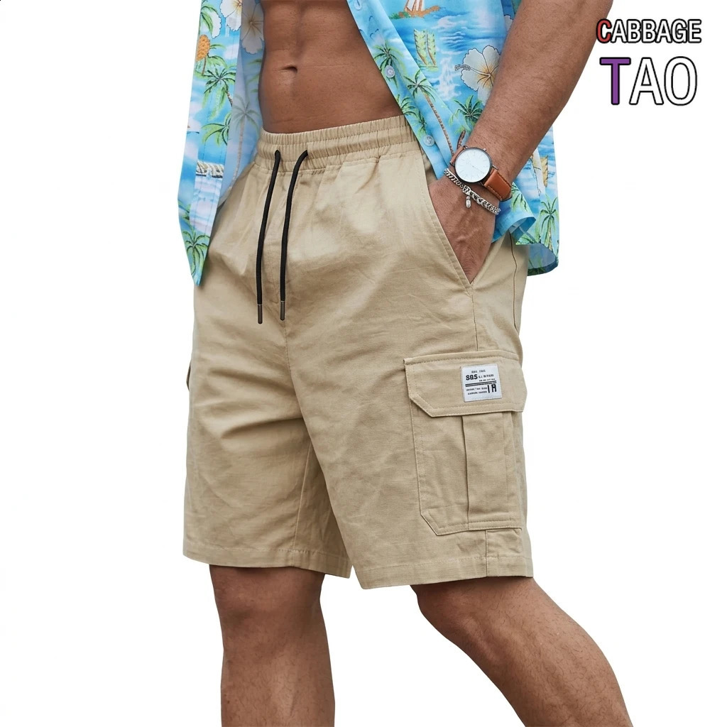 Mens Summer Casual Cargo Shorts Plus Size Knee Length Bottoms Multi Pocket Tactical for Running Gym and Daily Jogging 260617