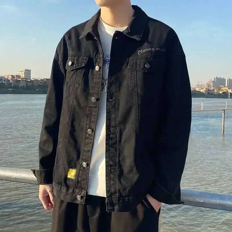 Button Male Jean Coats Japanese Retro Men's Denim Jacket Cargo Lxury Low Price Joker Fashion On Board Elatic Trendy Y2k Size L W260626