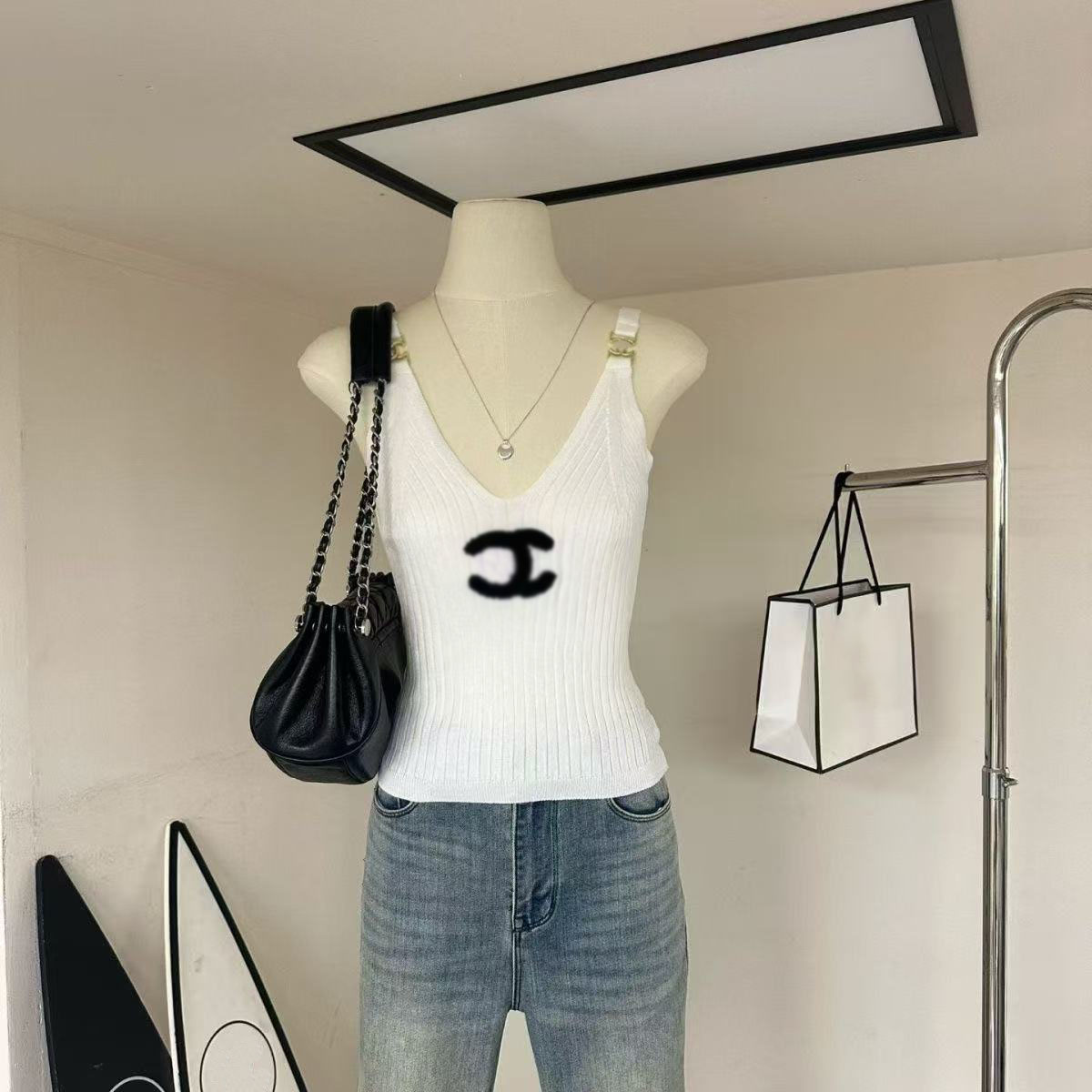 2026 Sexy New One Shoulder Knit Vest, Heavy Craft Embroidery Bow Decor Slim Ribbed Knit Fashion Ladies Daily Wear Camisole