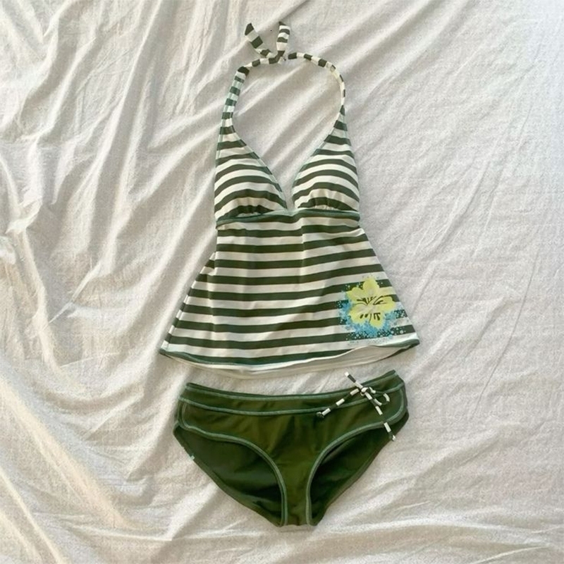 2 Piece Womens Summer Beach Bikini Set Sexy Slim Chic Floral Print Halter Neck Swimsuit Set 2000s Aesthetics tie Streetwear 260625