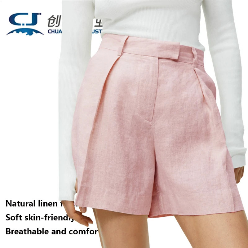 High Quality Linen Womens Shorts Pink Youth Fashion Street Wear Cool Breathable Pants Outdoor Party Casual Spring Summer 260624