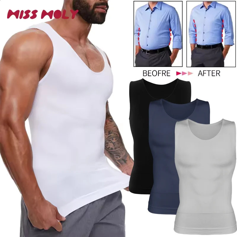 Mens Slimming Body Shaper Compression Tank Top Undershirt Shapewear Flat Belly Fitness Workout Shirts Abdomen Slim Vest 260625