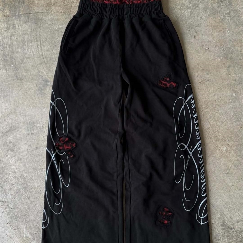 Double Toe Ripped Printed Trousers Functional Tactical Functional Men and Women Advanced Jogging Drawstring Casual Sports Pants 260615CJ