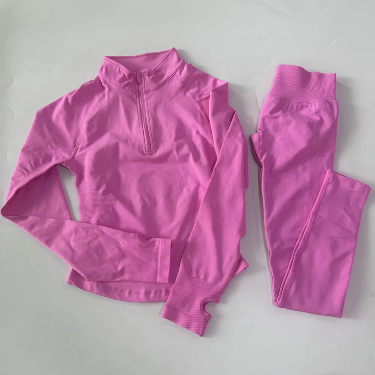 2026 Gym Clothe Set Yoga outdoor Sets Long Sleeve Jacket Sport Top With Half Workout Set Zip High Wai Free Shipping