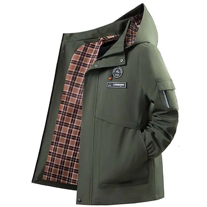 Spring and Autumn New Fashion Trend Outdoor Windproof Hooded Down Men's Loose Fit Plus Size High-Quality Jacket S-3XL W260626