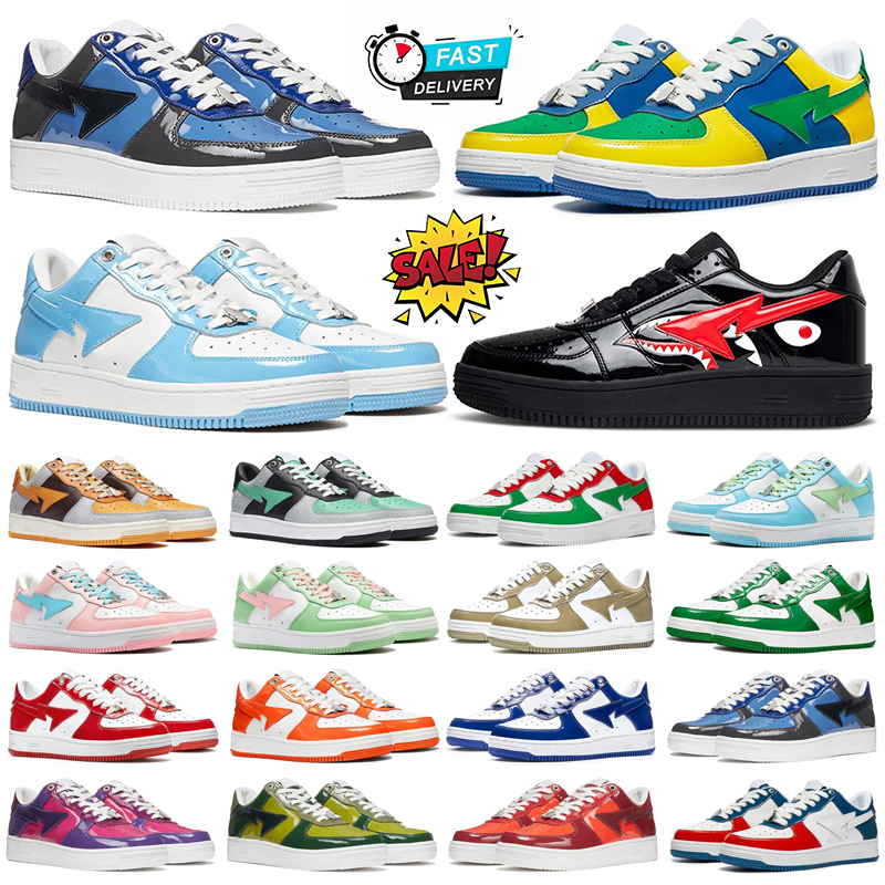 Designer Shoes Mens Trainers Bathing Sta Platform Sneakers Womens Camo Patent Leather Camouflage Skateboarding scarpe chaussure Free shipping-image-855396740