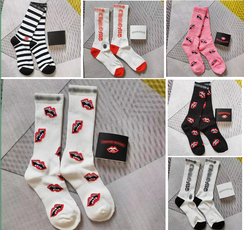 chromiy socks Men Designer Socks for Autumn and Winter Warmth Mens Womens Long white socks Personalized Embroidery Designers Sports socks High quali