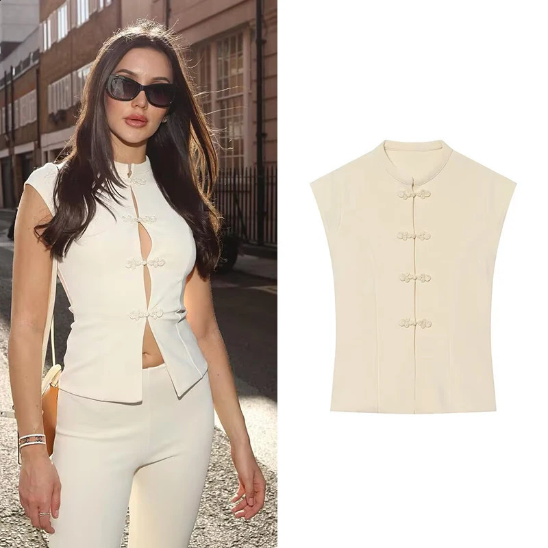 Womens Shirt Fashion Spring Summer Sleeveless Rope Knot Elastic Shirt Casual Chic Personality Ladies Top 260625