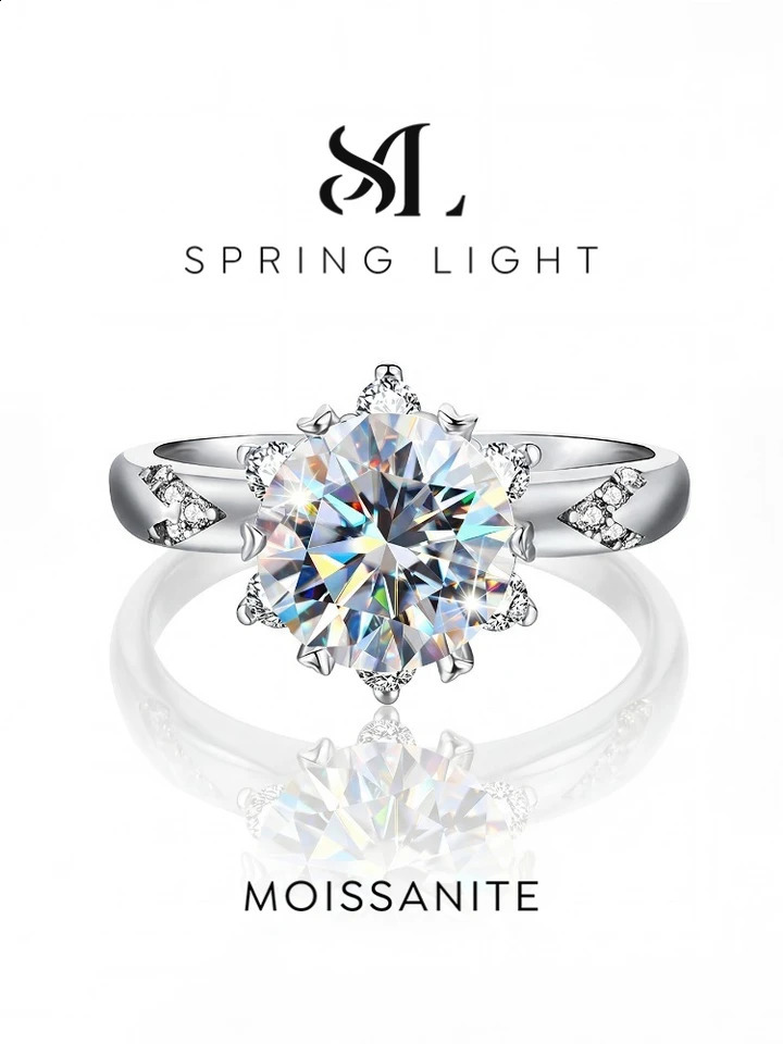 y 2CT Diamond Gemstone Rings for Women 925 Sterling Silver Solitaire Wedding Engagement Fine Jewelry 260625