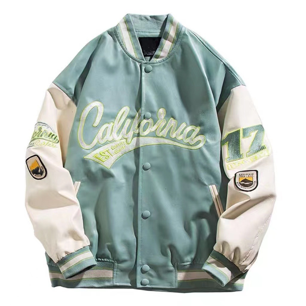 2026 Designer Men's Clothing American Fashion Brand Men's Embroidered Baseball Jacket Versatile Casual Top Contrasting Color Neutral Style