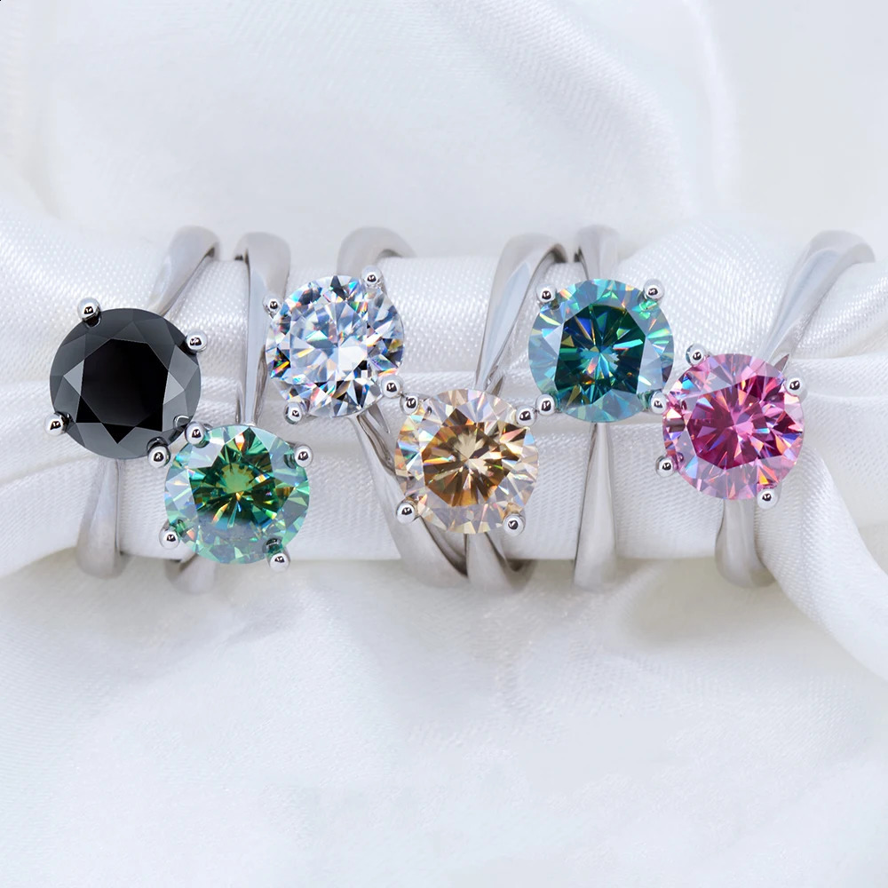 Colorful Rings D Color VVS Original Sterling Silver 925 Jewelry For Women Wedding Bands with GRA Certificate 260625