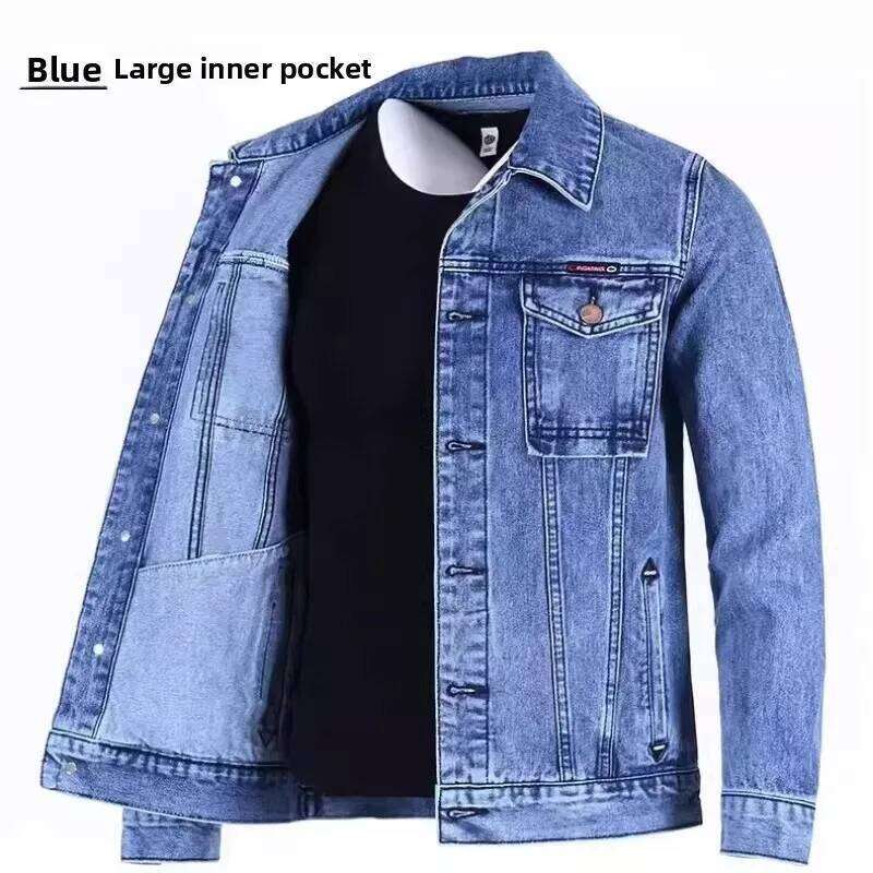 Retro Japanese Style Wearable Long Sleeve Denim Jacket for Men Spring Autumn Loose Casual Classic Collar Dirt Resistant W260626