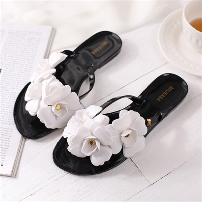 Flip Flops Women Summer Flower Flip Flop Sandals Flat Bottom Jelly Shoes Womens Flower Beach Shoes Flat Sandals Chanclas 260625
