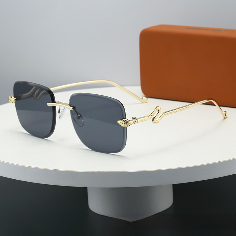 2026 New Designer Spirit Snake Mirror Leg Personalized Retro Luxury High End Frameless Sunglasses For Women Gradually Changing Color Fashion Trend S