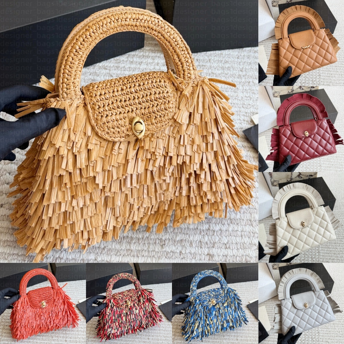 Womens Shoulder bags Tassel Weaving Flap Luxury handbag Kel Sequins Designer Crossbody Crochet Even bag sac Top handle chain tote bag leather Clutch