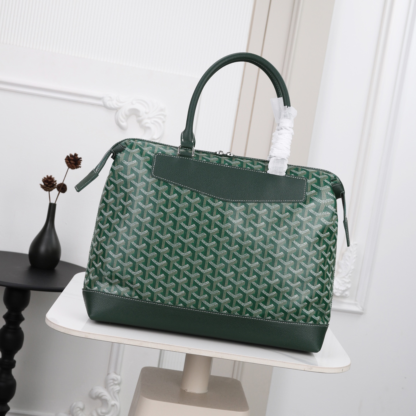 500A designer bag geometric printed canvas laptop tote handbag leather-trimmed business shoulder bag large capacity luxury designer purse