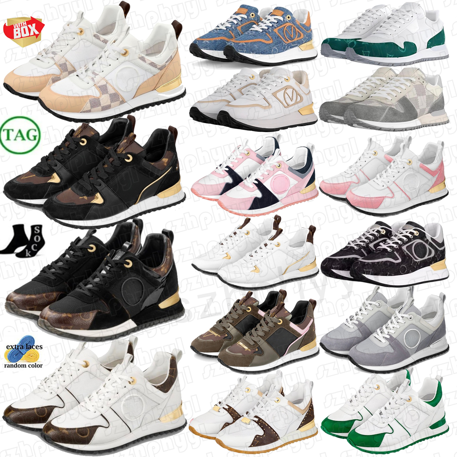 designer casual shoes Run Away Sneaker Monogram Denim Black White Cream Damier Green Orange Embossed Leather Black Iridescent Khaki Reverse Canvas T