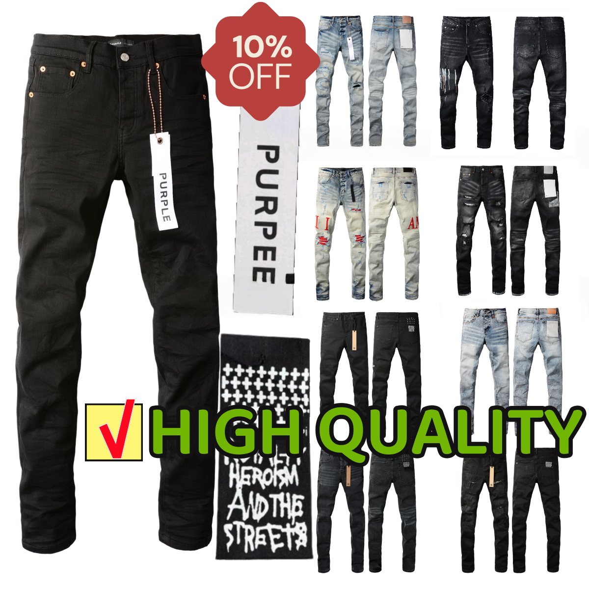 mens designer purples jeans men KSUBI jeans skinny amiri jeans pants hole cotton print hip hop streetwear pants casual streetwear designers jogge-image-998366953