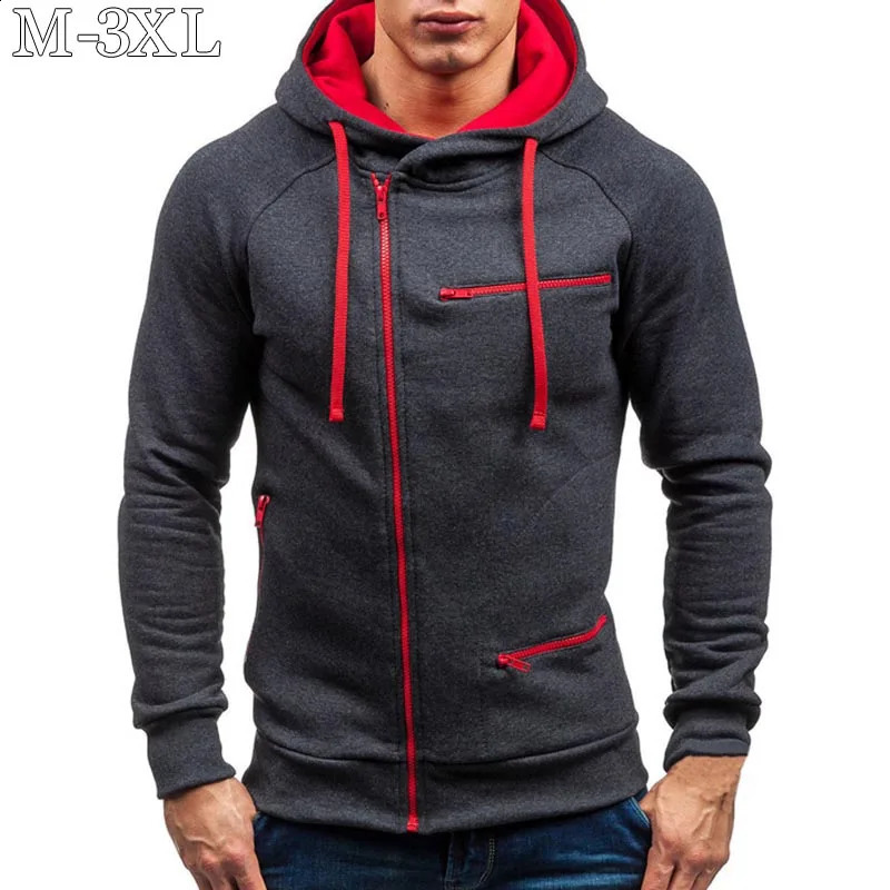 Men Hoodie Sweatshirt Casual Solid Long Sleeve Mens Hoodies Slim Zipper Hooded Cardigan Sweatshirts Men Hoody Sweat Homme 260625