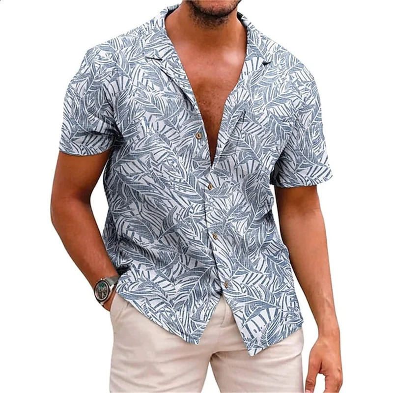 Hawaiian Floral Shirts Beach Summer Button Shirt Mens Beach Vacation Breathable Short Sleeved Shirtfashionable Cool Lapel Shirt 260624