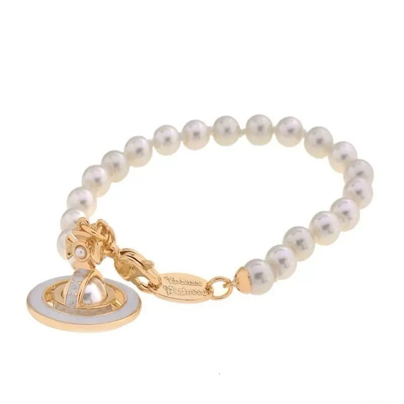 Saturn Jewelry Designer Vivienneewestwood Vivi Ennewestwood Luxury Bracelet For Woman Men Luxe Bangle Pearl Bracelet Enamel Saturn Pearl Jewelry
