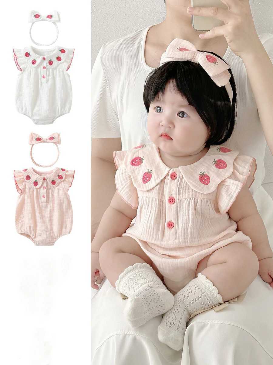 Baby Girl Cotton Gauze Onesie Sleeveless Cute Summer Bodysuit Breathable Baby Clothes for Daily Wear Y2606252QBG