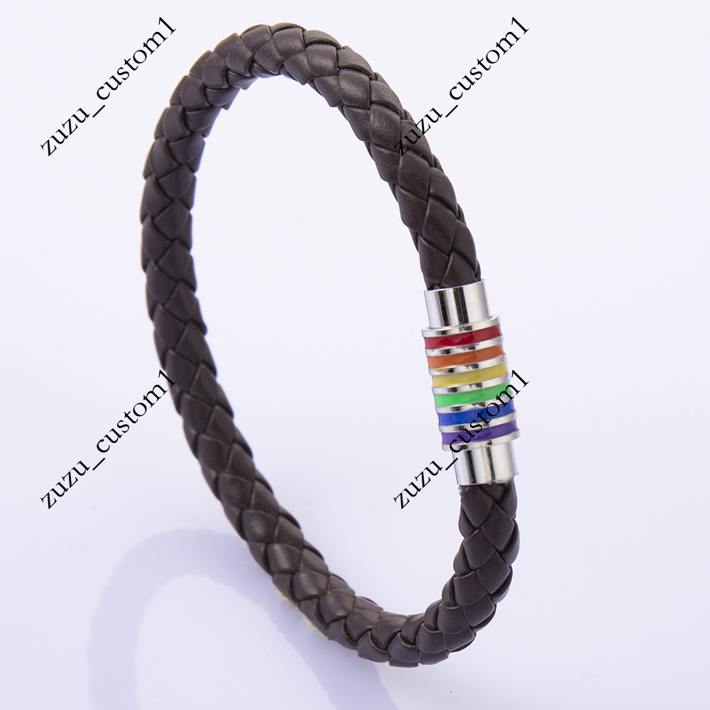 Best-selling European and American personalized simple woven leather bracelet, rainbow-colored fashionable magnetic clasp jewelry for cross-border t