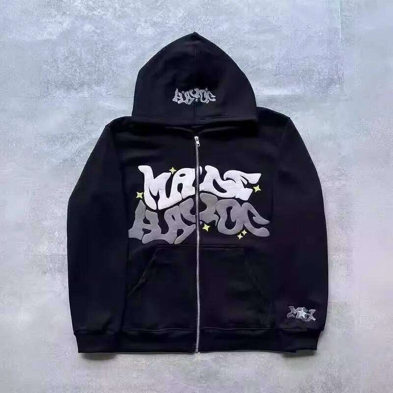 Retro Star Letter Printed Zipper Hoodies 2025 Spring Autumn Harajuku Y2K Women and Men Fashion Hip Hop Long Sleeve Hooded W260626
