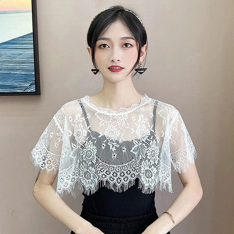 Autumn Summer Lace Bride Wedding Bolero Elegant Bridal Open Evening Party Prom Costume Capes White Black Jacket Wrap 260625