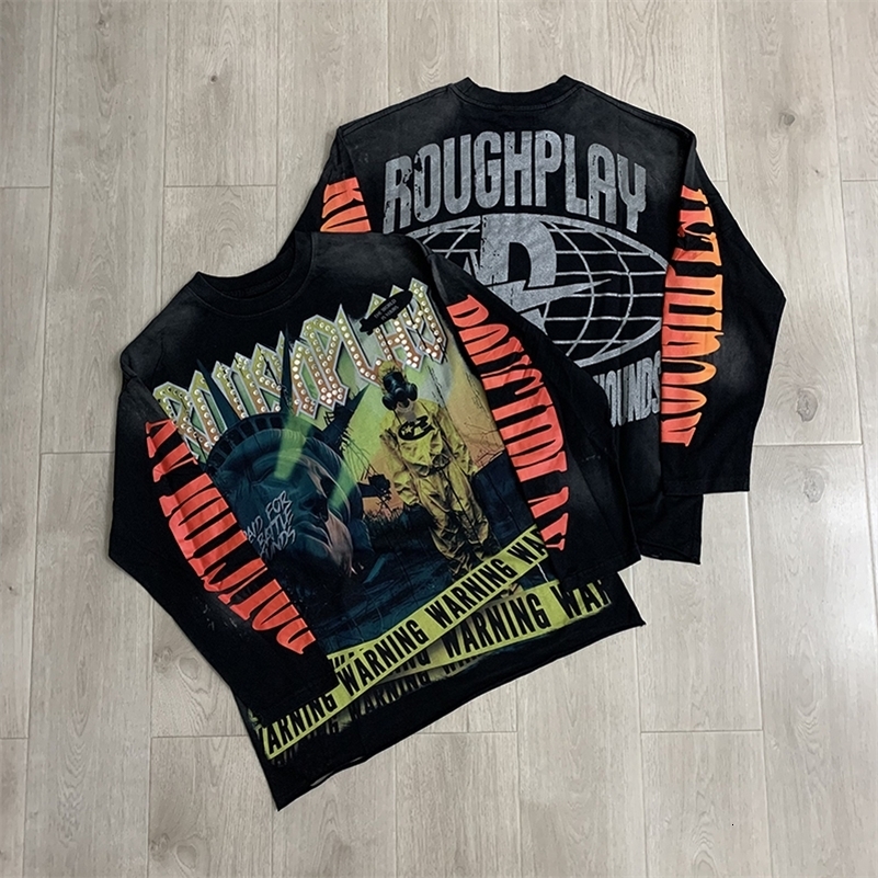 26ss Rough Play Long Sleeve Retro Crisis Goddess Printed T-shirt American Loose High Quality Rough Play Mens Clothing 260625