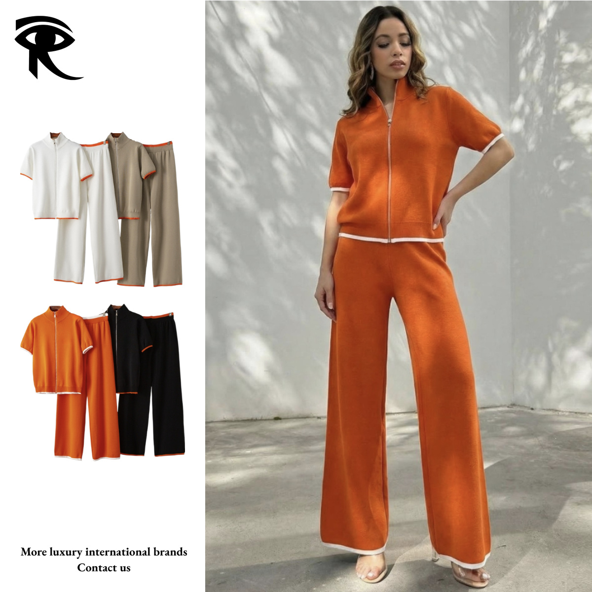 Veste en tricot brodée de cheval haut de gamme français, lettre H, jupe en tricot, pantalon, ensemble 2 pièces, doux sur mesure, robe deux pièces