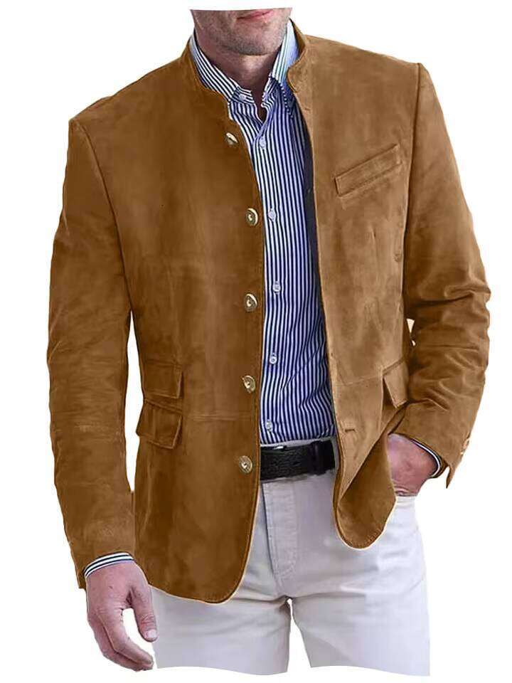 Autumn Winter Men's Casual Blazer Fashion Single-Breasted Snowflake Fleece Jacket Solid Color Daily Work Business Party Coats W260626