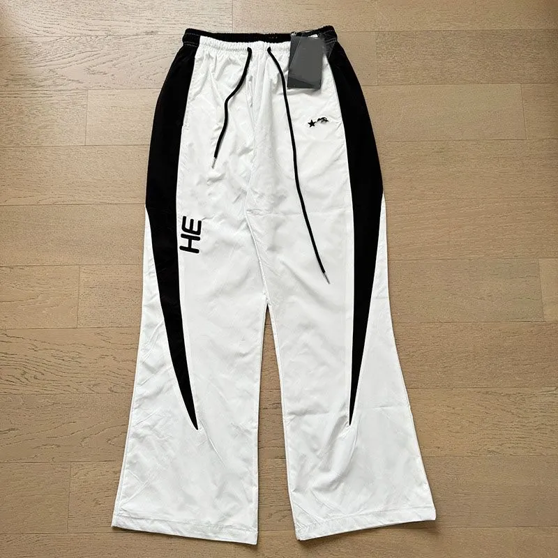 Sports pants, men's pants, designer pants, casual pants, retro trendy printed loose casual wide leg pants, outdoor sports fashionable versatile