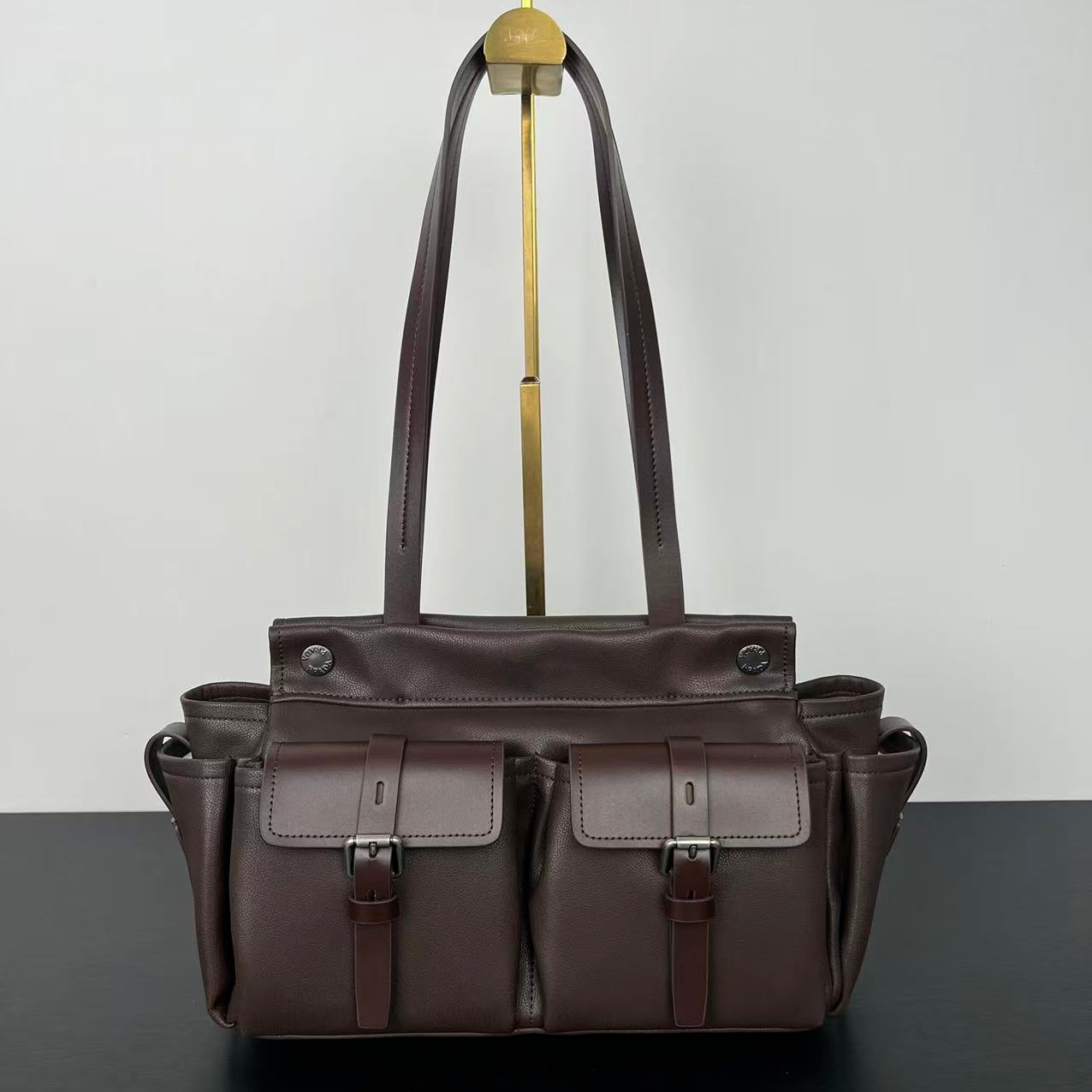 Designer Luxury Brand PP New Tote Bag, Vintage Large Capacity Motorcycle Bag, High-Quality Genuine Leather Handbag, Multi-Pocket Workwear Canvas Cro