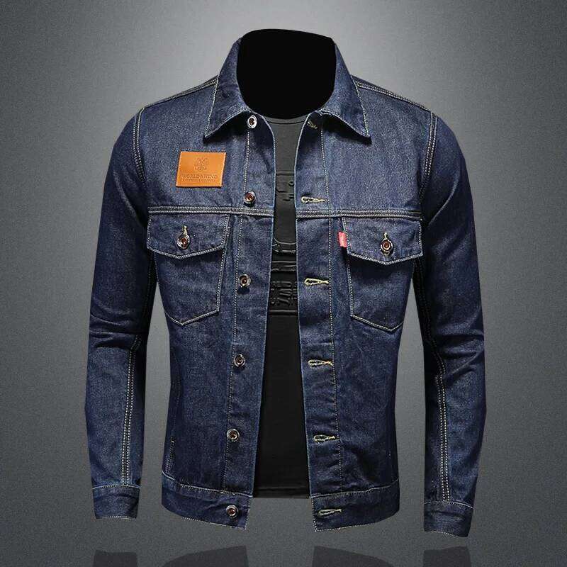 Men's High-Quality Dark Blue Casual Denim Coat Classic Fashion European Style Handsome M-4XL 2024 New W260626