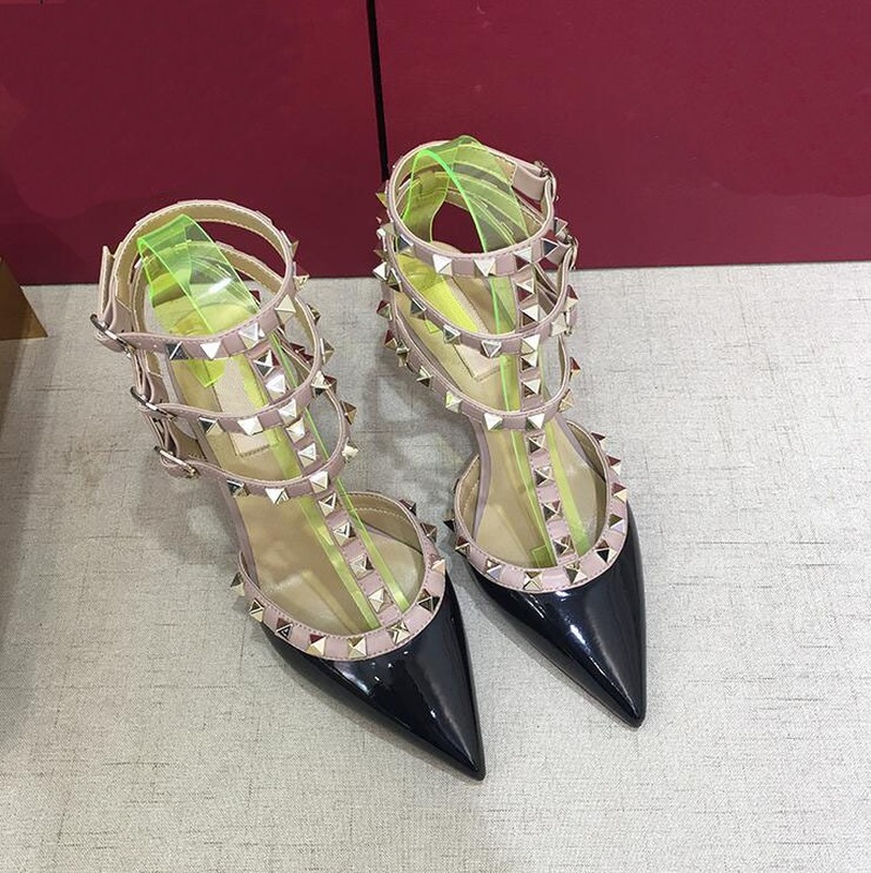 Designer shoe summer women's Sandals bestseller Classics Pointed-toe Stiletto Rivet Ankle 3-Strap High Heels Daily Outfit Multiple Styles Av