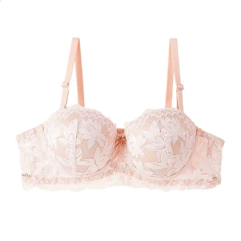 Womens Push Up Half Cup Bras French Lace Floral Bralette Thicken Bottom Gathered Underwire 3642 AB Small Chest Underwear 260626