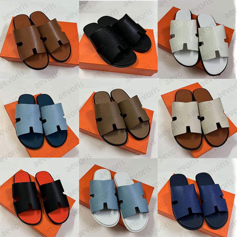 with box designer mens sandals men slippers slides luxury leather flat flip flop summer beach casual sandal slipper sliders large big size 37-46