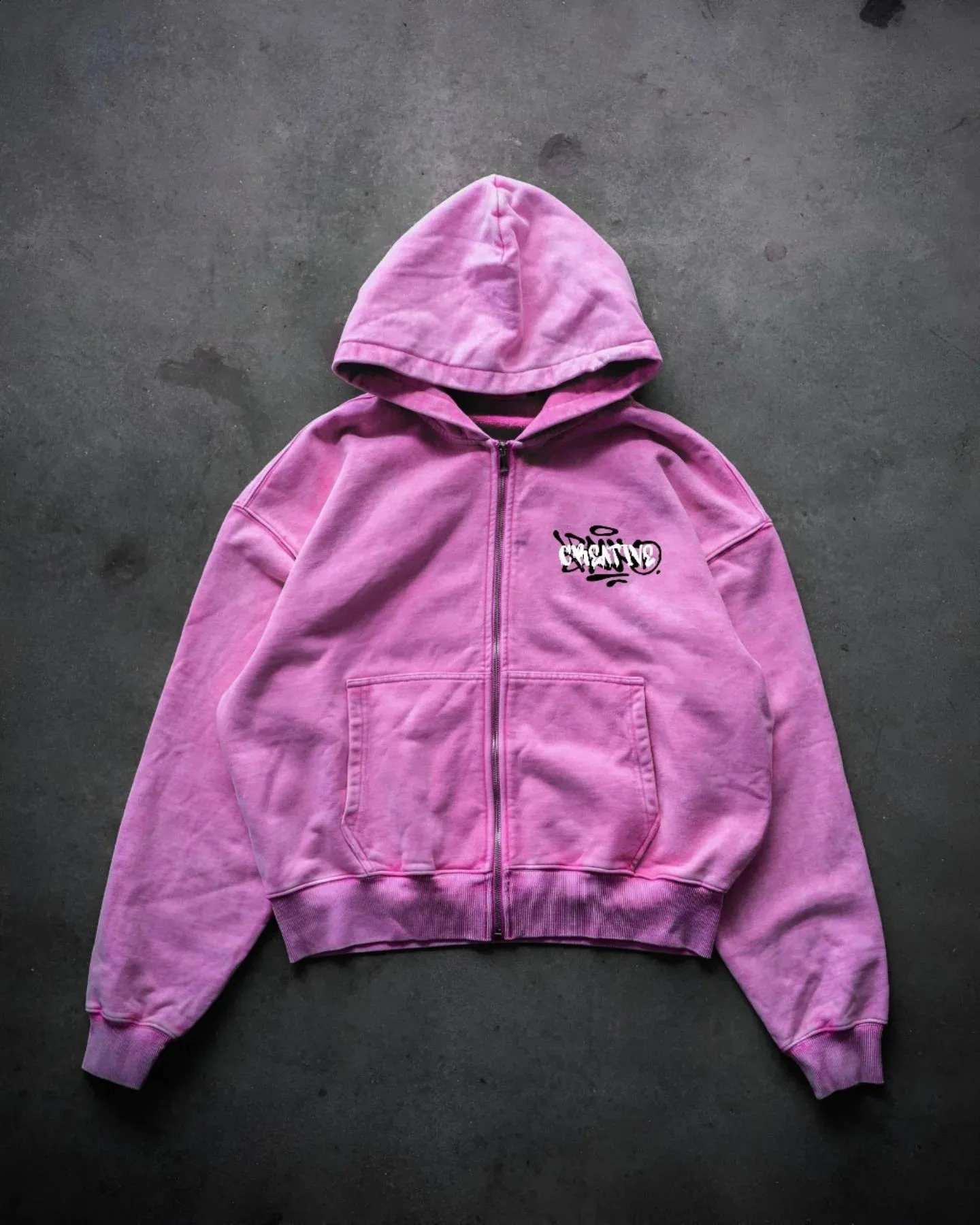 Pink Letter Star Print Loose Hoodies Y2k Harajuku Gothic Streetwear Zip Up Hoodie Men Women Sweatshirt America Retro Clothes 260625
