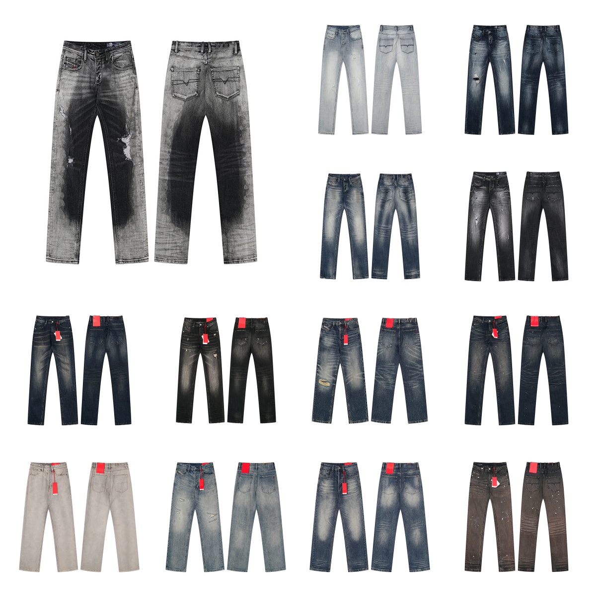 men jeans Loose Straight-Leg Jeans American Streetwear Style jeans Distressed & Vintage jeans Wash Ripped jeans