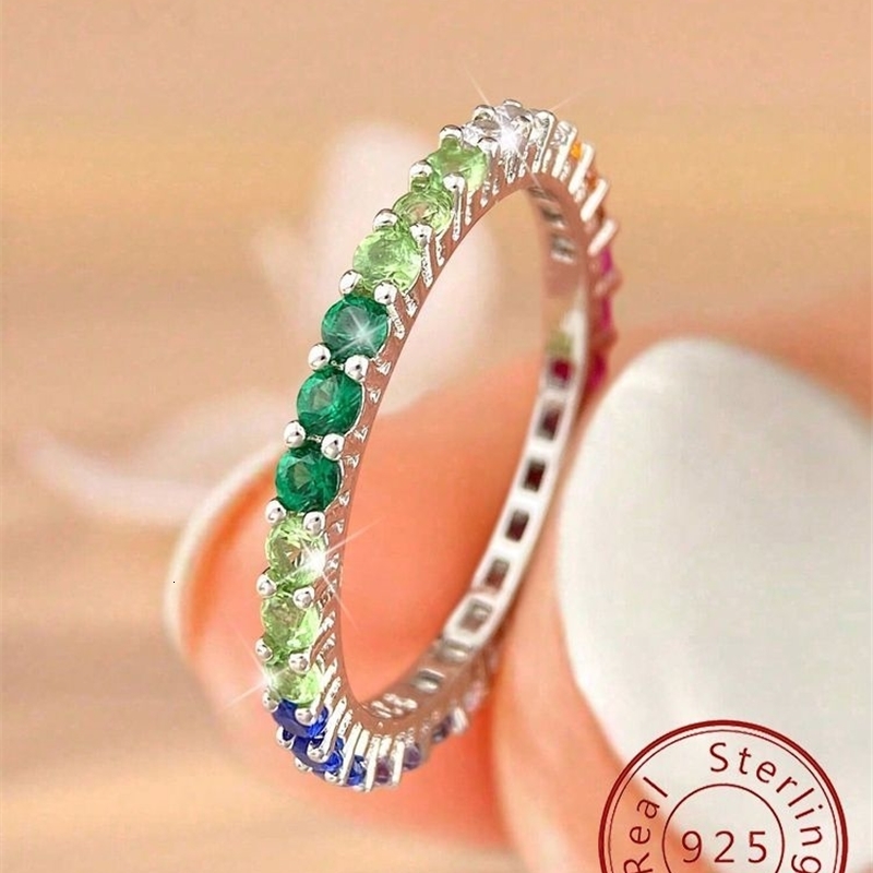 925 Sterling Silver Classic Fashion Colorful Round Zircon Ring For Women Engagement Wedding y High Quality Fine Jewelry 260625