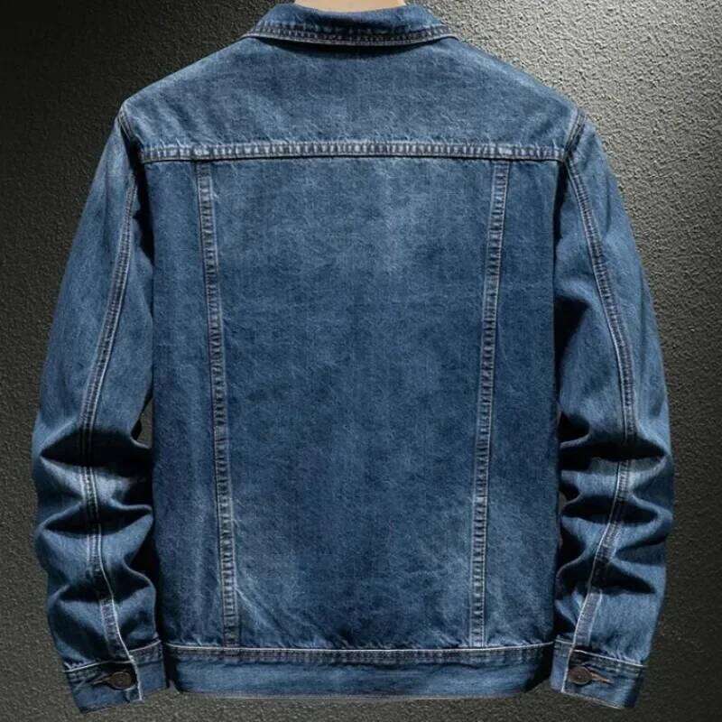 Male Jean Coats Blue Korea Men's Denim Jacket Button Fast Delvery On Board Vintage Aesthetic Cowgirl Branded Casual One Piece W260626
